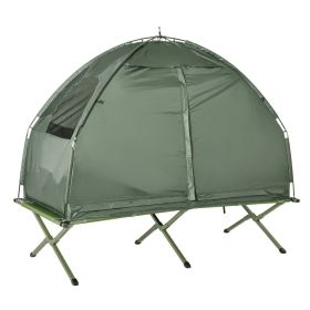 Outsunny Folding Camping Cot for Adults All-in-One Elevated Tent with Sleeping Bag Thick Air Mattress Portable Single Bed Outsunny Folding Camping Cot for Adults All-in-One Elevated Tent with Sleeping Bag Thick Air Mattress Portable Single Bed