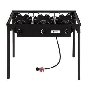 Outdoor Camp Stove High Pressure Propane Gas Cooker Portable Cast Iron Patio Cooking Burner (Three Burner 225000-BTU) Outdoor Camp Stove High Pressure Propane Gas Cooker Portable Cast Iron Patio Cooking Burner (Three Burner 225000-BTU)